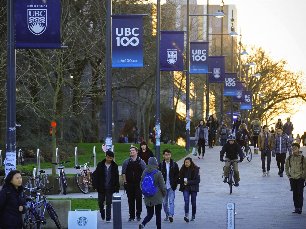 Vancouver B.C. February 23, 2016 U.B.C. glows in the late evening light while students walk in around the campus where many issues have continued at UBC the Province's largest university. Mark van Manen /PNG Staff photographer see upcoming Tracy Sherlock Vancouver Sun News Features and Web. stories. 00041836A [PNG Merlin Archive]